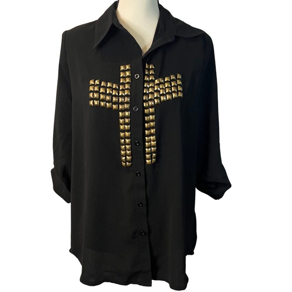 Tobi Women's Studded Button Up Blouse Size M